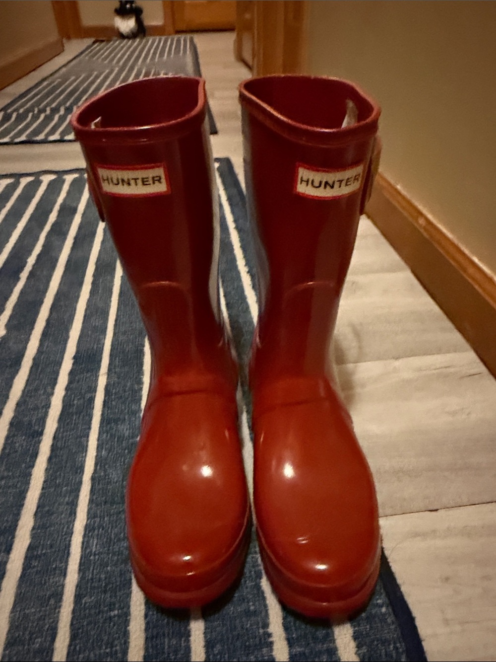Hunter Kids Red Glossy Waterproof Rain Boots